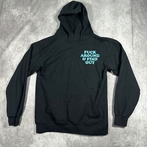 Assholes*s Live Forever F*ck Around Find Out Black Hoodie Medium Graphic Sweat M